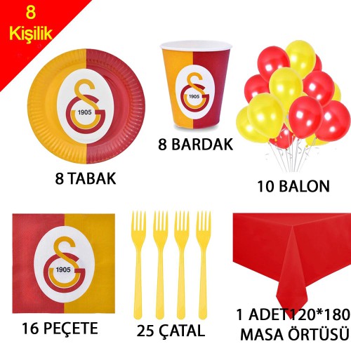 8 Kişilik Galatasaraylı Doğum Günü Malzemeleri, Gs Konsepti - Parti Dolabı