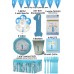 8 Kişilik Mavi Rakam Ve Beyaz Balonlu 1 Yaş Erkek Doğum Günü Partisi Seti (tabak,bardak,peçete Vs)