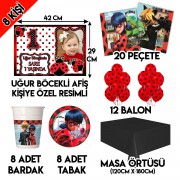 8 Kişilik Mucize Uğur Böceği Afiş Pankartlı Parti Seti Paketi