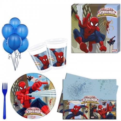 8 kişilik Spiderman Partisi , Örümcek Adam Paket Seti  Doğum günü - Parti Dolabı