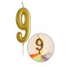 9 Yaş Gold Rakam Mum, Parlak Altın Rengi Doğum Günü Mumu Sarı Yaldızlı Pasta Mumu