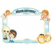 90x70cm Mavi Nişanımız Var Yazılı, Fotoğraf Çektirme Çerçevesi