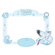 90x70cm Mavi Hoşgeldin Oğlum, Yenidoğan Hatıra Fotoğraf Çerçevesi