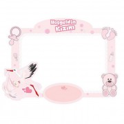 90x70cm Pembe Hoşgeldin Kızım,Yenidoğan Hatıra Fotoğraf Çerçevesi