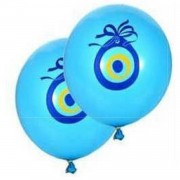 Açık Mavi Nazar Boncuklu Balon 100 lü Nazar Boncuğu Baskılı Balon