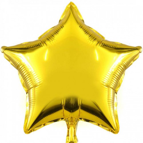 Altın Sarısı (Gold) Yıldız Folyo Balon 60cm Doğum Günü Parti Helyumla Uçan. - Parti Dolabı