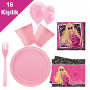 Barbie 16 Kişilik 8 Parça Doğum Günü Seti malzemeleri