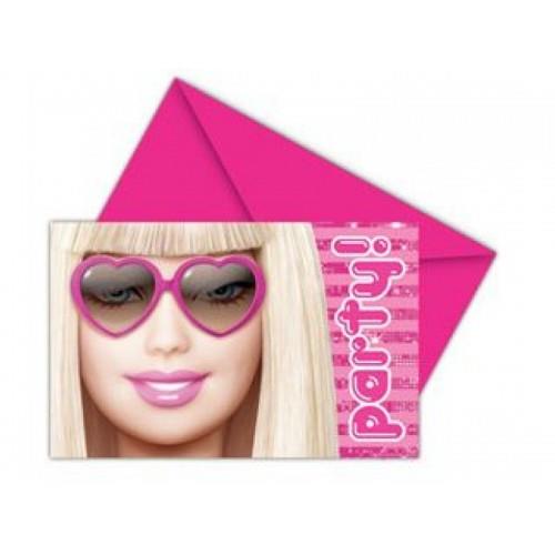Barbie 6 zarf + 6 Davetiye Doğum Günü İngilizce Parti Kartı