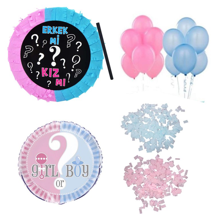 Bebek Cinsiyet Öğrenme Belirleme Partisi Malzemeleri Seti