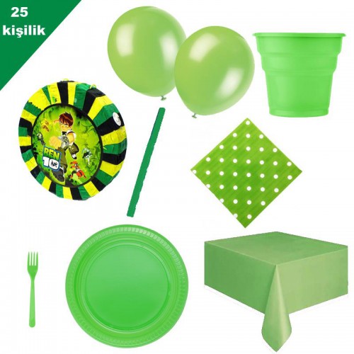 BEN10  Pinyata 25 Kişilik benten ben 10 Parti seti balon doğumgünü - Parti Dolabı