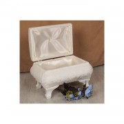 Beyaz Kadife Gelin Makyaj Çeyiz Sandığı, Nişan Kutusu Boğçası