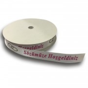 Fuşya Beyaz Sözümüze Hoşgeldiniz Yazılı İnce Kurdele, 1cmx10m