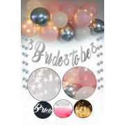 Bride To Be Led Işıklı Zincir Balon Süsleme Seti Mekan Oda Gelin Bekarlığa Veda Partisi Gümüş Set
