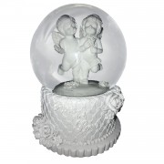 Büyük Boy Beyaz Melek Figürlü Müzikli Kar Küresi, Romantik Hediye