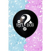 Büyük Girl Or Boy Siyah Cinsiyet Belirleme Partisi Balonu Konfeti Hediyeli