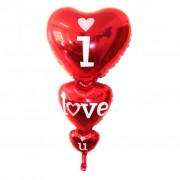 Büyük I Love You Kalpli Kırmızı Balon Helyumla Uçan
