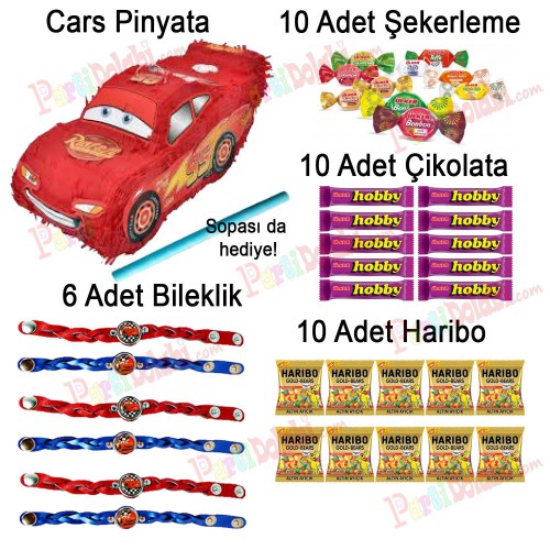 Cars Arabalar İçi Dolu Pinyata, Şimşek McQueen Şeker Çikolata vb