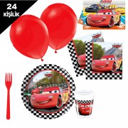 Cars, şimşek mc queen, 24 Kişilik Doğum Günü Parti Seti malzemeleri paketi