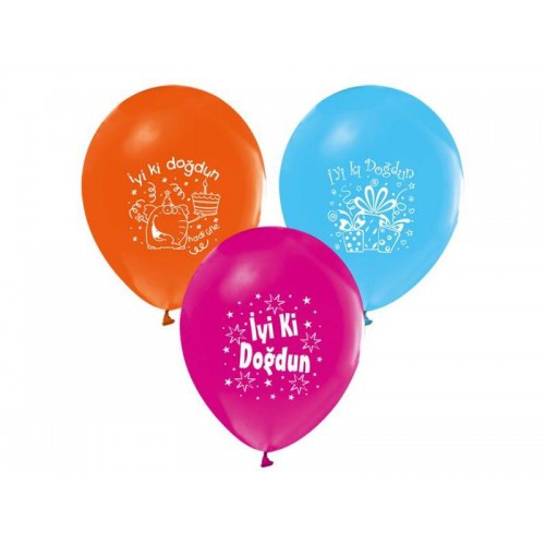 İyi Ki Doğdun Yazılı 16lı Balon Doğum Günü Partisi, Baskılı Balon - Parti Dolabı