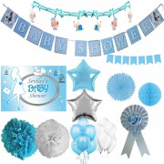 Erkek Baby Shower Partisi Poster Afişli Malzemeleri Konsept Seti