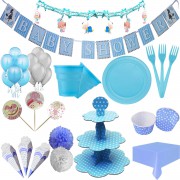 Erkek Baby Shower Tabak Bardak Peçeteli Balonlu Parti Paketi Seti