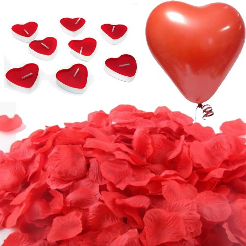 Evlilik Teklifi 1000 Gül Yaprakları 20 Kalp Mum ve 20 Balon - Parti Dolabı