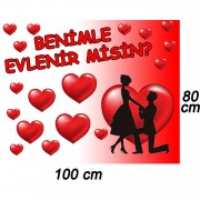 Evlilik Teklifi Afiş Benimle Evlenir misin Pankart Poster Branda