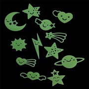Fosforlu Yapışkanlı Yıldız Duvar Süsü, Gece Parlayan Sticker 