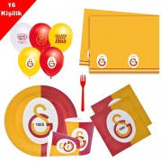 Galatasaray 16 Kişilik 8 Parça Doğum Günü Seti malzemeleri süsleri