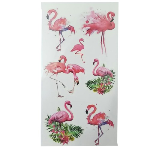 Flamingo Geçici Dövme Seti, Sticker Renkli Mini Tattoo Modelleri - Parti Dolabı