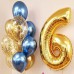 Gold Balon + Mavi Krom Balon + Balon Pulu + Rakam Balon Seti - Parti Dolabı