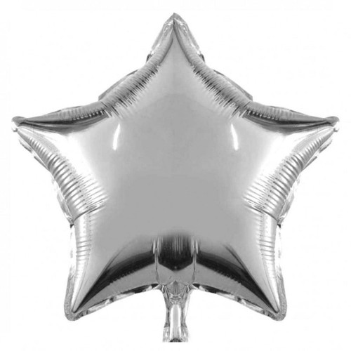 Gri (gümüş) Yıldız Folyo Balon 45cm Doğum Günü Parti Helyumla Uçan - Parti Dolabı