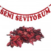 Gül Yaprağı Hediyeli Seni Seviyorum Yazı Evlilik Teklifi Yıldönüm