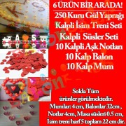 Gül Yapraklı Karıma Süsleme Paketi Aşk Sürprizleri Gül balon mum