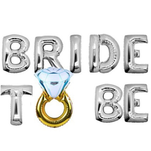 Gümüş Bride To Be Harf Folyo, Yüzük Balon Bekarlığa Veda Partisi - Parti Dolabı