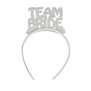 Gümüş Gri "team Bride" Yazılı Taç Simli Evadan Taşlı Parti Bride To Be Bekarlığa Veda Nedime Tacı