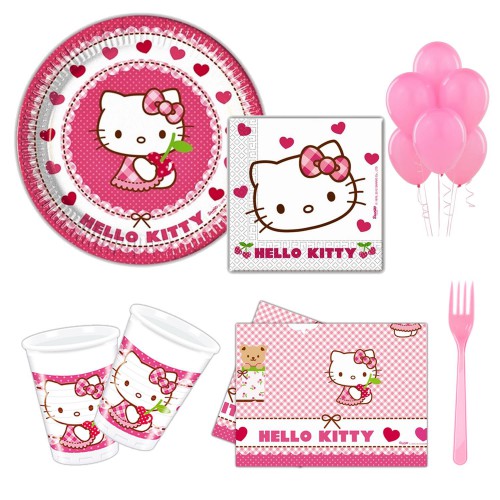 Hello Kitty 24 Kişilik 12 Parça Doğum Günü Seti malzemeleri