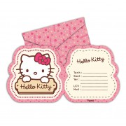 Hello Kıtty 6 Davetiye+6 Zarf Doğum Günü Parti Kartı