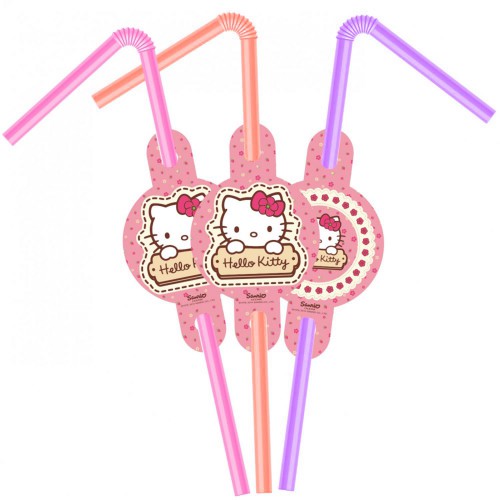 Hello Kitty 6lı Pipet Doğum Günü Parti Pipeti Kamışı