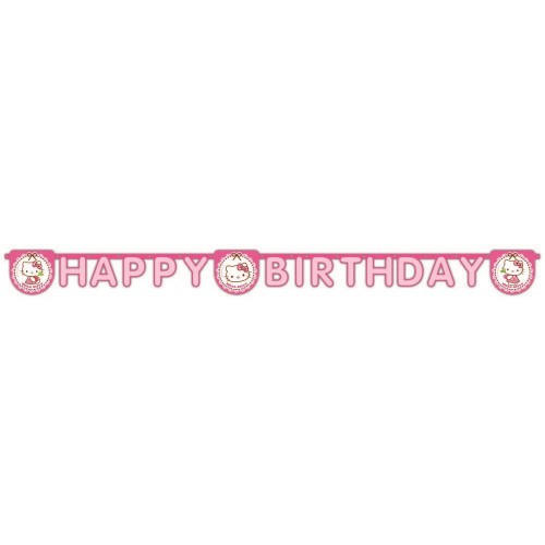 Hello Kitty Happy Birthday Yazısı, Doğum Günü Süsleri Banner - Parti Dolabı
