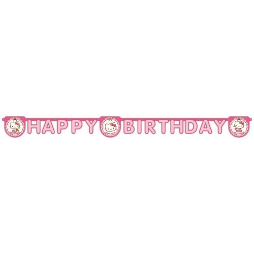 Hello Kitty Happy Birthday Yazısı, Doğum Günü Süsleri Banner - Parti Dolabı