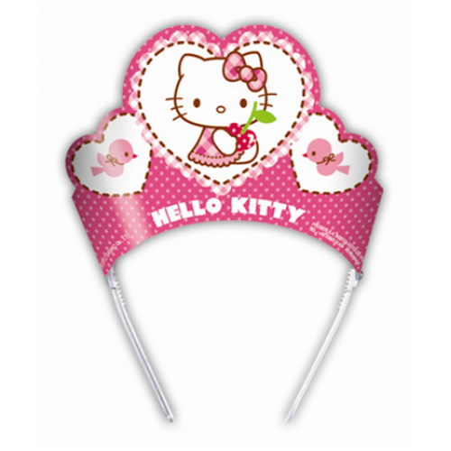 Hello Kitty Karton Taç Şapka 6 Adet Kız Çocuk Doğum Günü