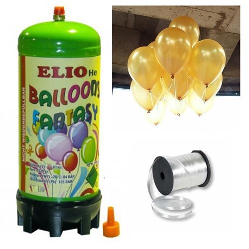 Helyum Gazı Tüp + 20 Ad Altın Sarısı Balon Metalik Uçan Balon+İpi