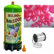 Helyum Gazı Tüp + 20 Adet Fuşya Balon Metalik Uçan Balon + İpi
