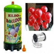 Helyum Gazı Tüp + 20 Adet Kırmızı Balon Metalik Uçan Balon + İpi