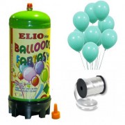 Helyum Gazı Tüp+ 20 Adet Mat Mint Yeşili Turkuaz Uçan Balon+ İpi