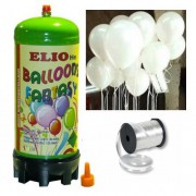 Helyum Gazı Tüp + 20 Adet Parlak Beyaz Uçan Balon + İpi