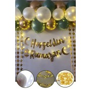 Hoşgeldin Ramazan Gold Yazı Ledli Zincir Balon Seti 11 Ayın Sultanı Ramazan Bayramı Oda Süsleme Seti