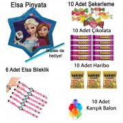 İçi Dolu Pinyata Elsa, Şeker, Çikolata, Çubuğu, Balon Hediyeleri