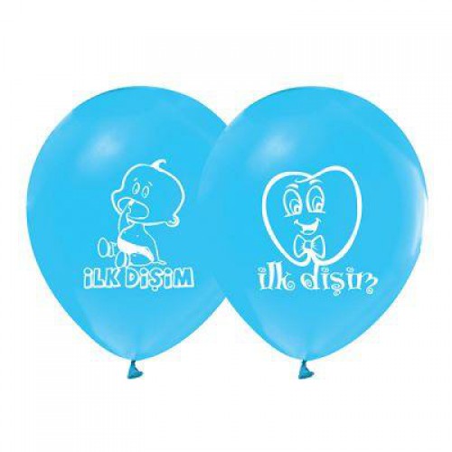 İlk Dişim 16 lı Mavi Erkek Baskılı Balon Diş Buğdayı Yazılı Balon